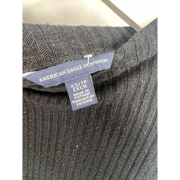 American Eagle Tank Ribbed Swing Dress with Keyhole Back Black Women's XS - Picture 8 of 9